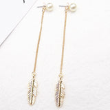 Simulated Pearls Long Tassel Earrings