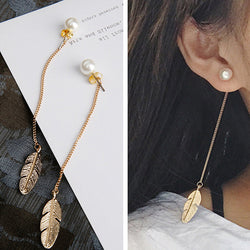Simulated Pearls Long Tassel Earrings