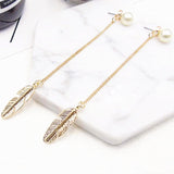 Simulated Pearls Long Tassel Earrings