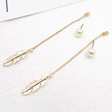 Simulated Pearls Long Tassel Earrings