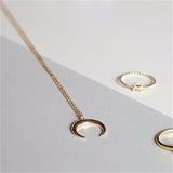 Curved Crescent Pendant Necklace