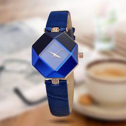 Geometry Crystal Leather Watch