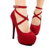Cross-tied Ankle Strap Shoes
